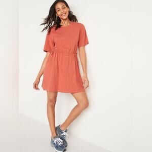 NWT Old Navy Waist-Defined Short-Sleeve Slub-Knit Mini T-Shirt Dress $29.99